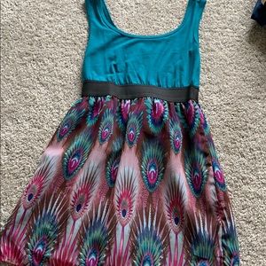 🦚 Peacock print detail top/ mini dress